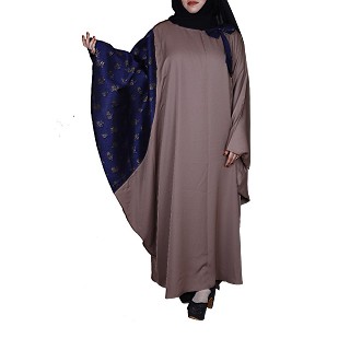 Dual colored Kaftan abaya- Coral Pink-Navy Blue